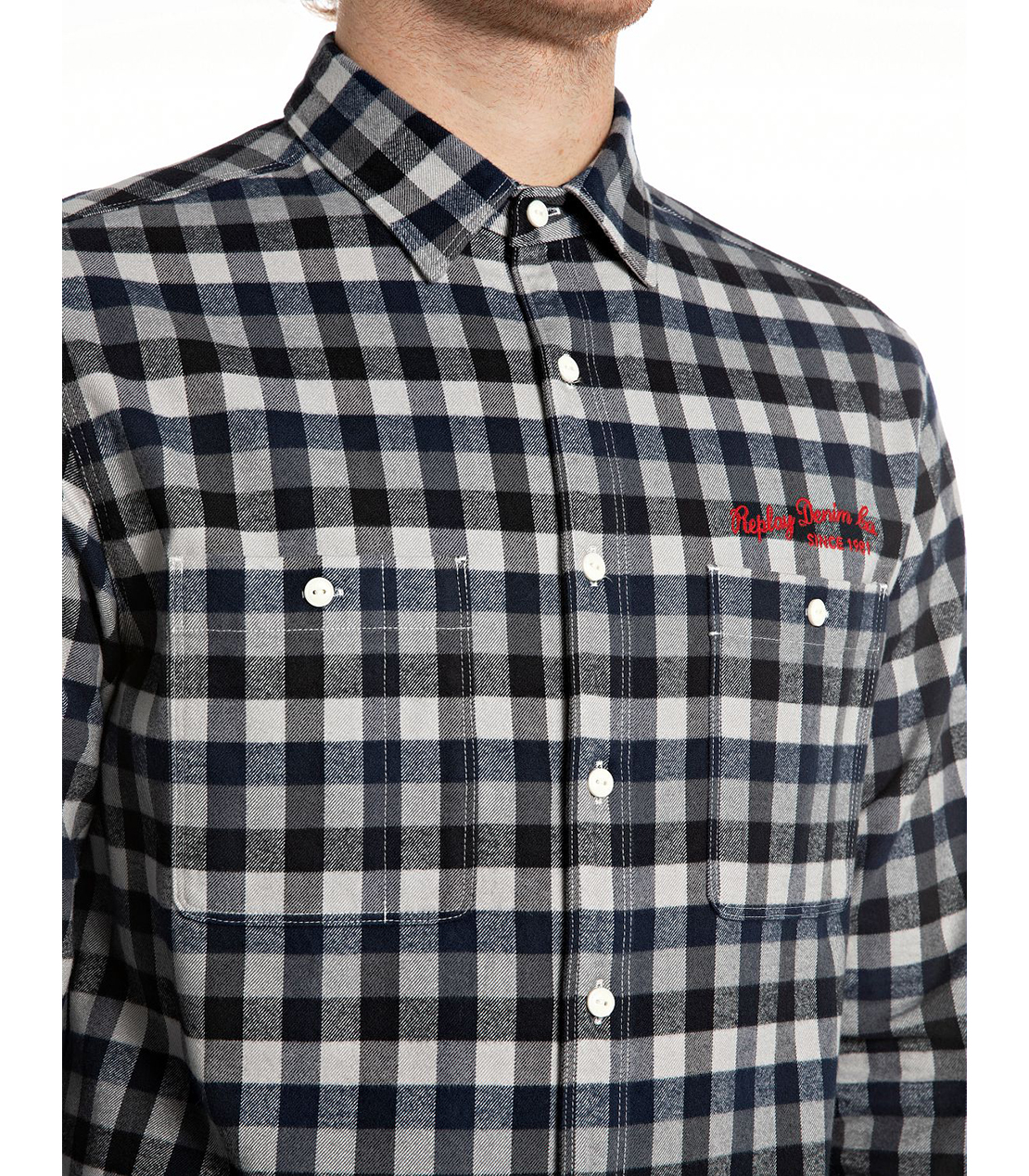 フランネルコットンチェックシャツ 詳細画像 ブルー 3